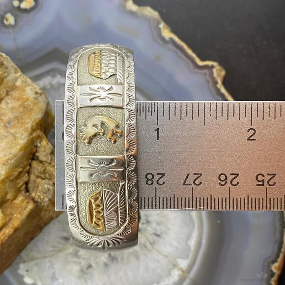 Mike Smith Sterling Silver GF Overlay Kokopelli & Pottery Bracelet For Women - Picture 10 of 10